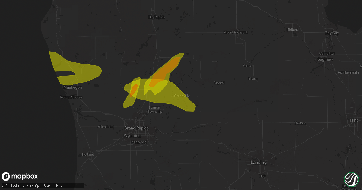 Hail map in Greenville, MI on April 30, 2014