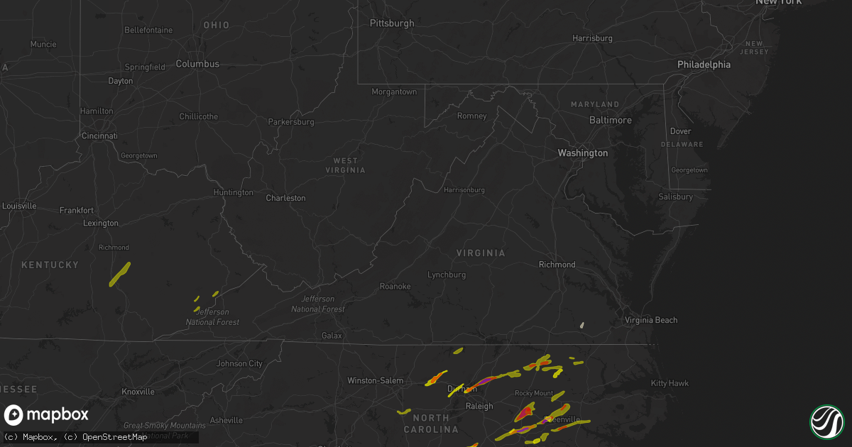 Hail map in Virginia on April 30, 2014