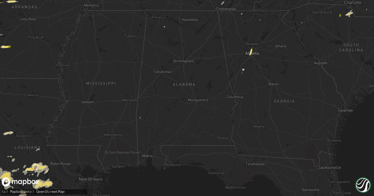 Hail map in Alabama on April 30, 2016
