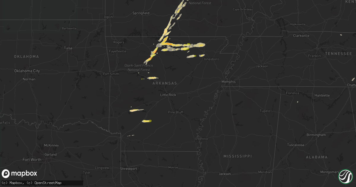 Hail map in Arkansas on April 30, 2016