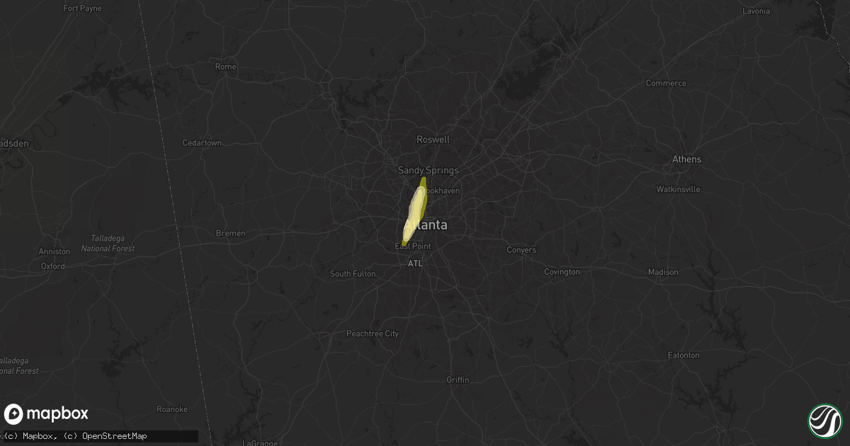Hail map in Atlanta, GA on April 30, 2016