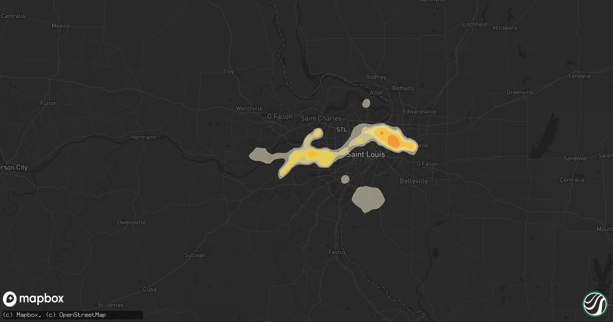 Hail map in Ballwin, MO on April 30, 2016