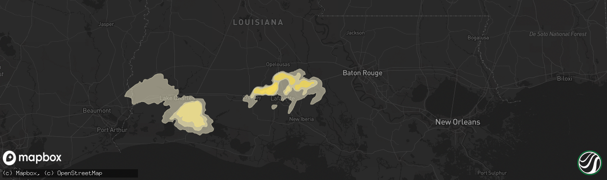 Hail map in Breaux Bridge, LA on April 30, 2016