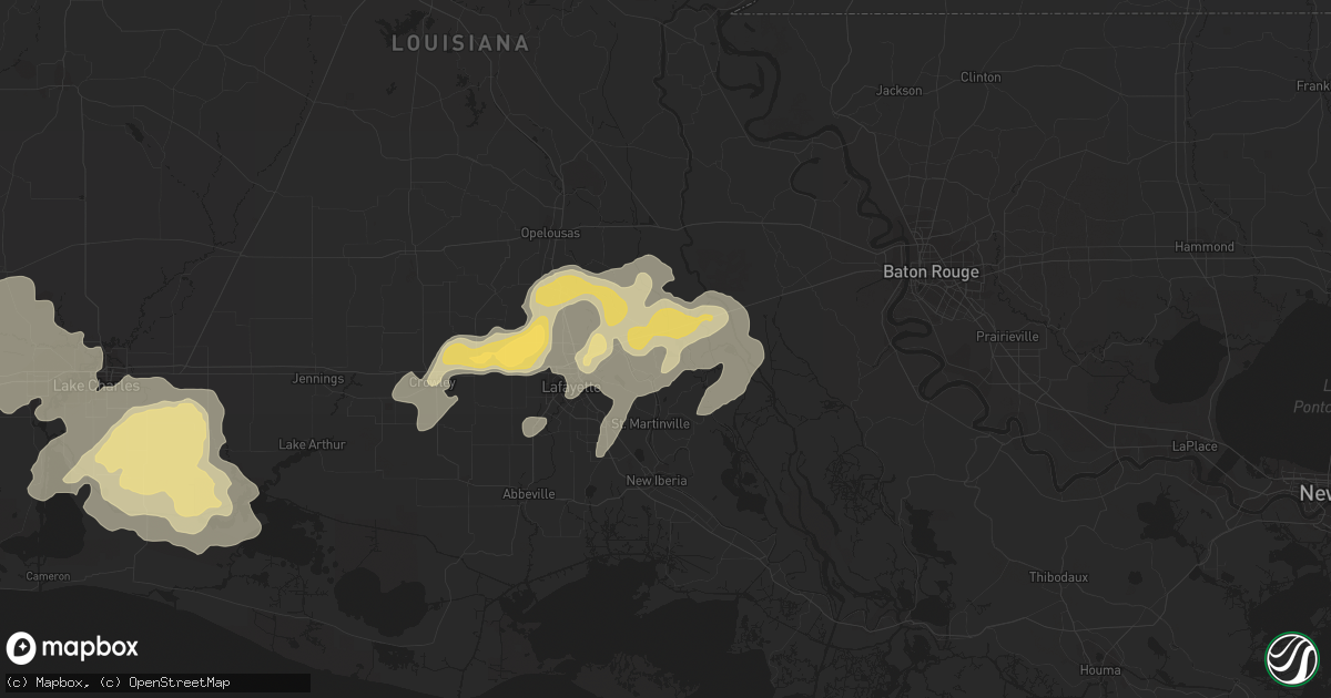 Hail map in Breaux Bridge, LA on April 30, 2016