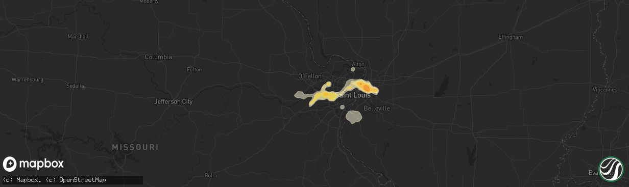 Hail map in Chesterfield, MO on April 30, 2016