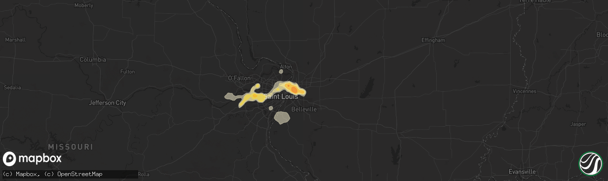 Hail map in Collinsville, IL on April 30, 2016