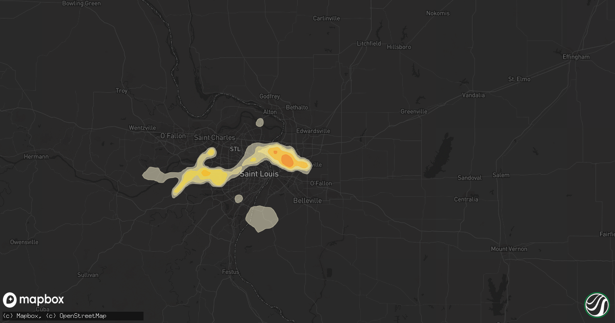 Hail map in Collinsville, IL on April 30, 2016