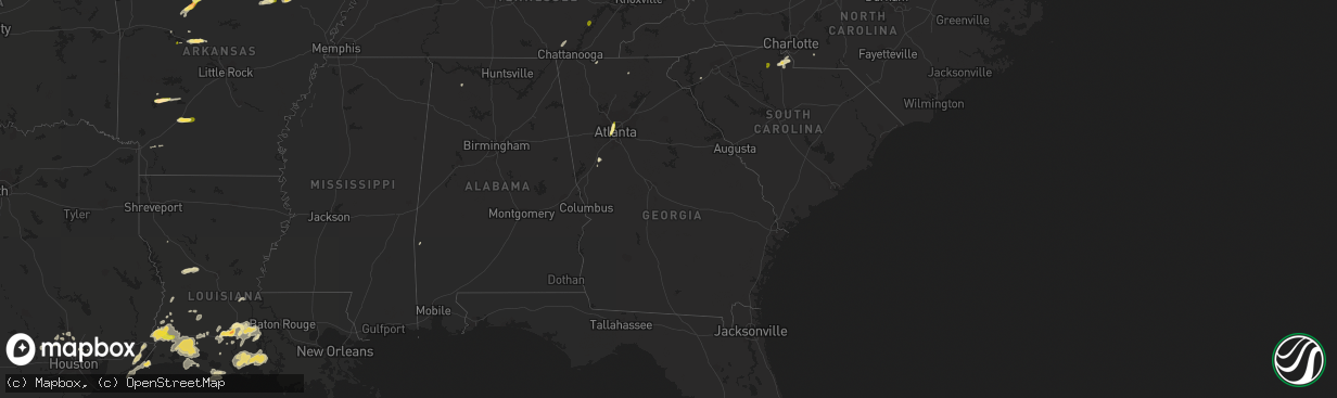 Hail map in Georgia on April 30, 2016