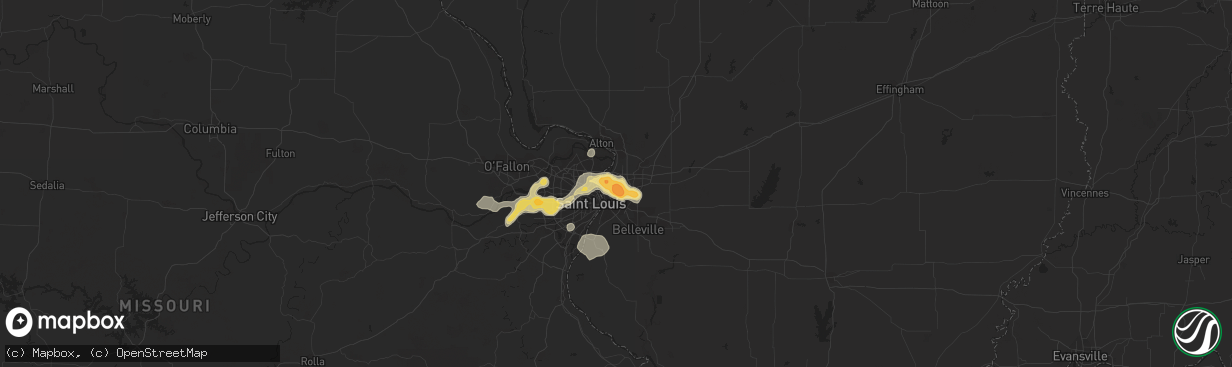 Hail map in Granite City, IL on April 30, 2016