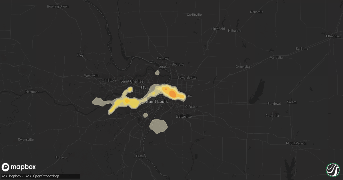Hail map in Granite City, IL on April 30, 2016