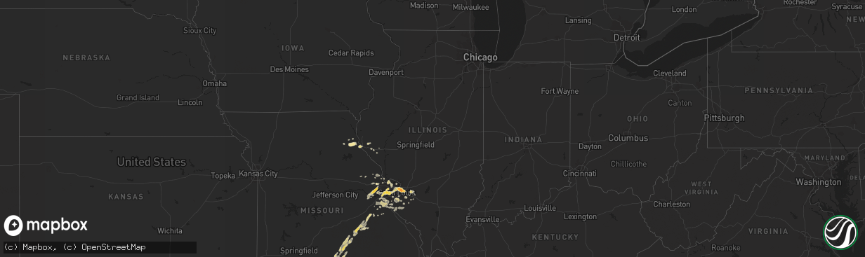 Hail map in Illinois on April 30, 2016