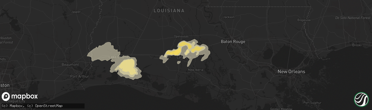 Hail map in Lafayette, LA on April 30, 2016