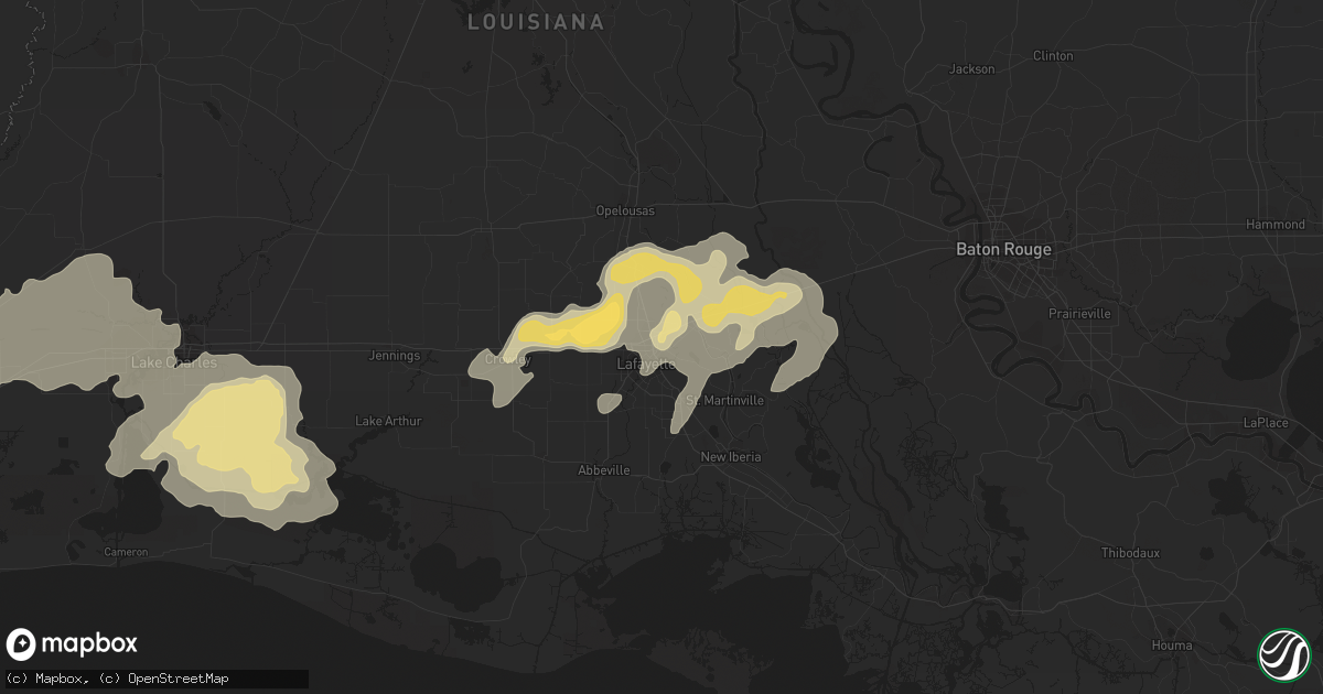 Hail map in Lafayette, LA on April 30, 2016