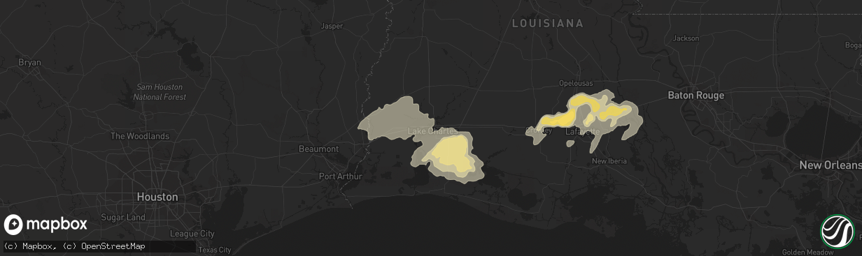 Hail map in Lake Charles, LA on April 30, 2016