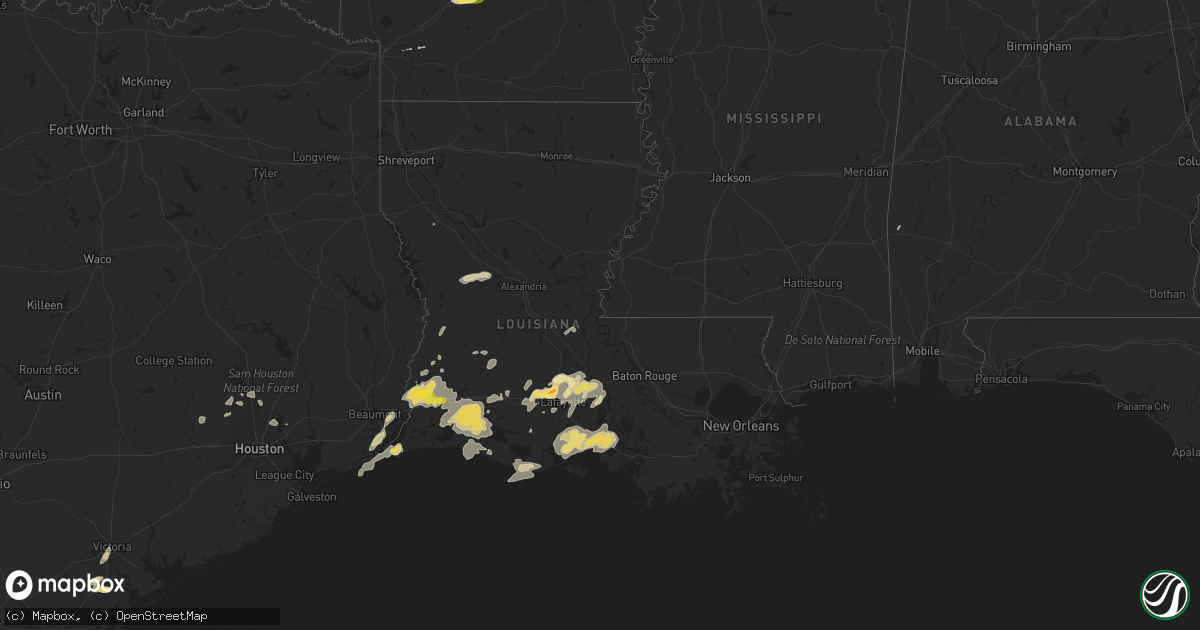Hail map in Louisiana on April 30, 2016