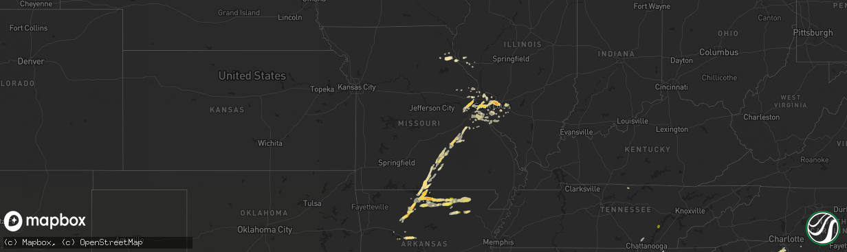 Hail map in Missouri on April 30, 2016