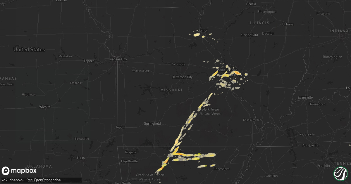 Hail map in Missouri on April 30, 2016