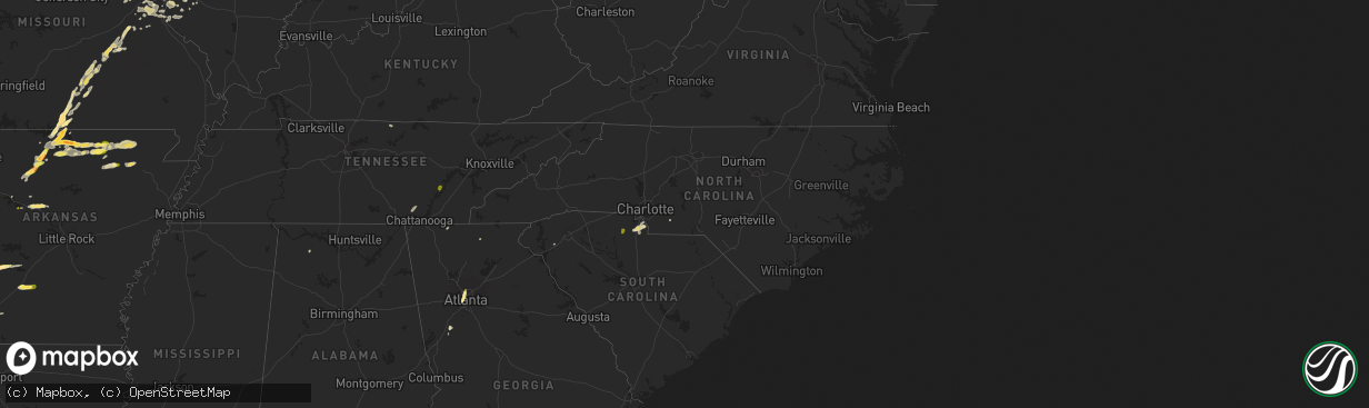 Hail map in North Carolina on April 30, 2016