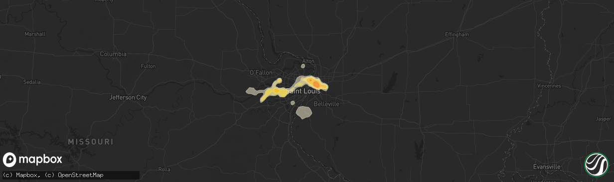 Hail map in Saint Louis, MO on April 30, 2016