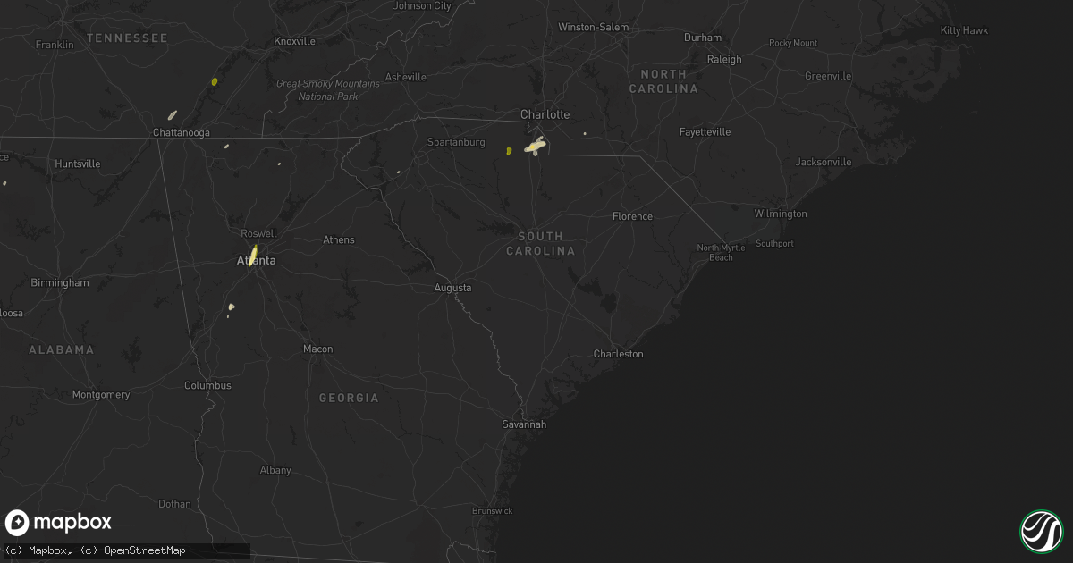 Hail map in South Carolina on April 30, 2016