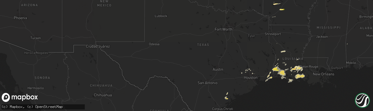 Hail map in Texas on April 30, 2016