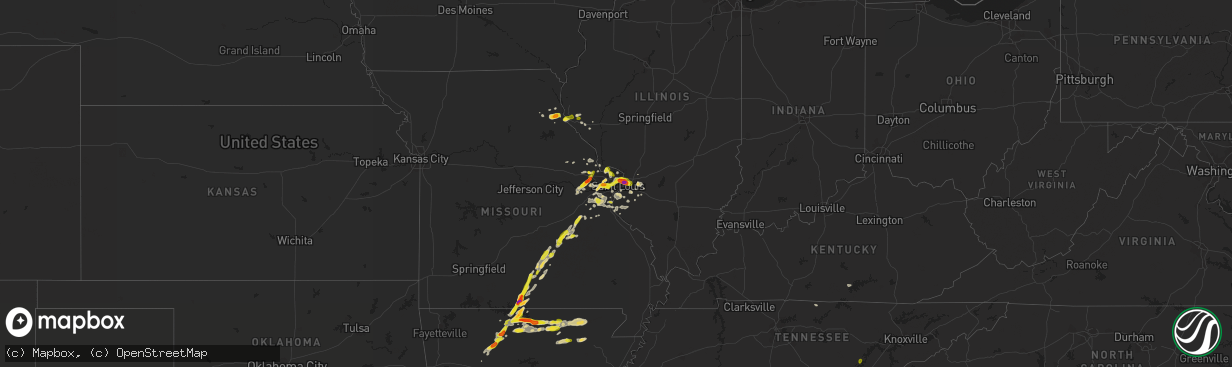 Hail map on April 30, 2016