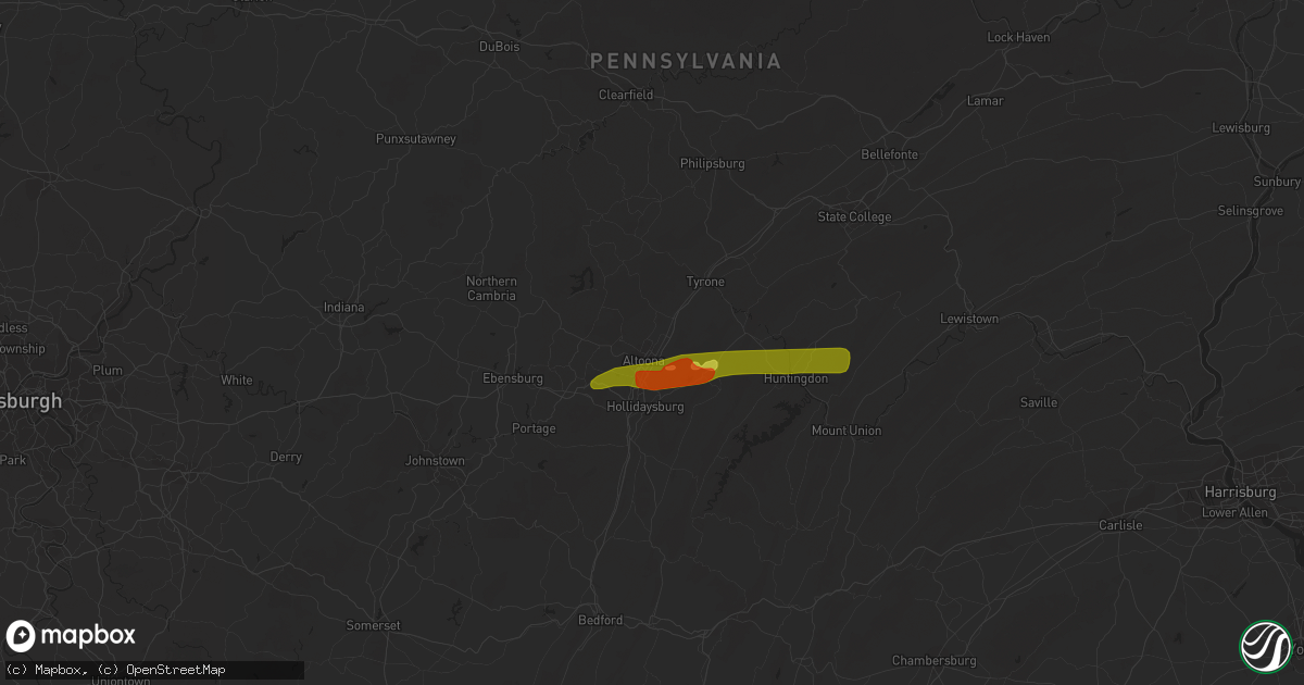 Hail map in Altoona, PA on April 30, 2017