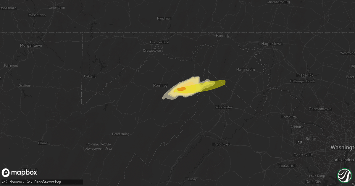 Hail map in Augusta, WV on April 30, 2017
