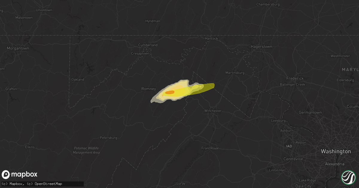 Hail map in Capon Bridge, WV on April 30, 2017