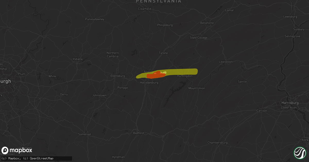 Hail map in Hollidaysburg, PA on April 30, 2017