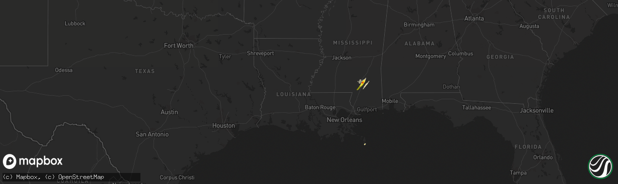 Hail map in Louisiana on April 30, 2017