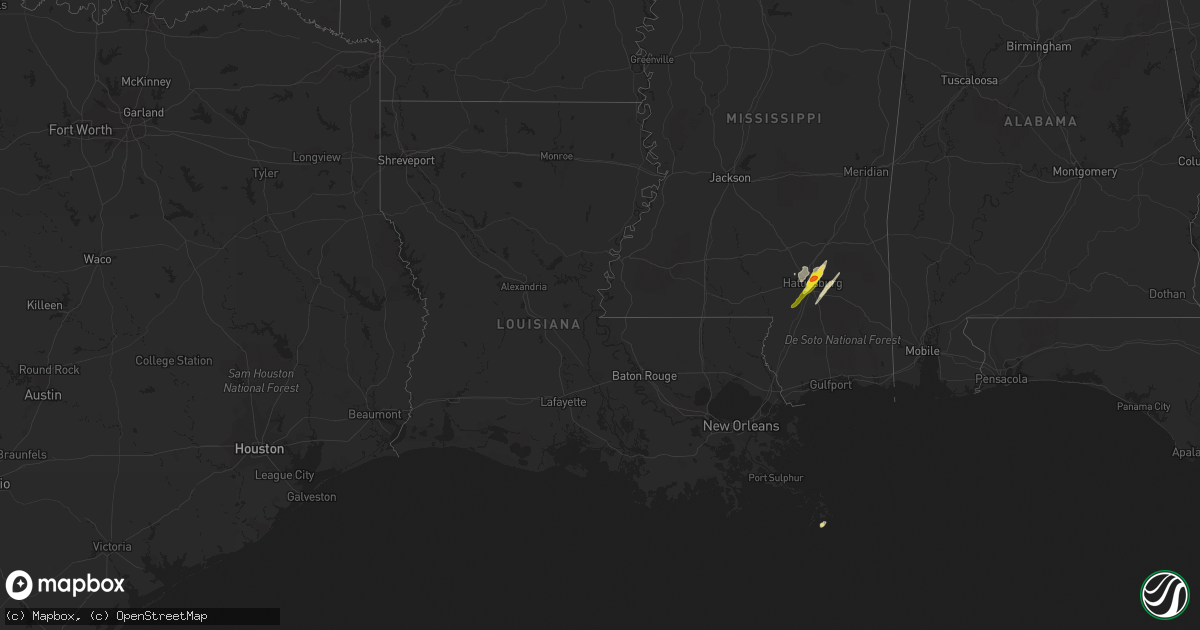 Hail map in Louisiana on April 30, 2017