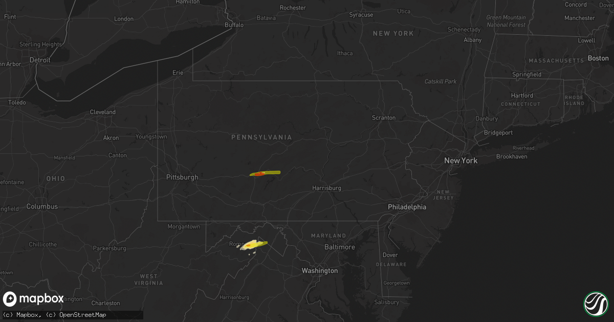 Hail map in Pennsylvania on April 30, 2017
