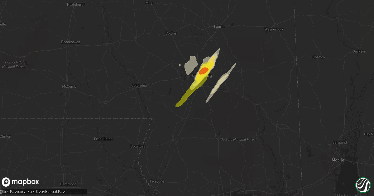 Hail map in Purvis, MS on April 30, 2017