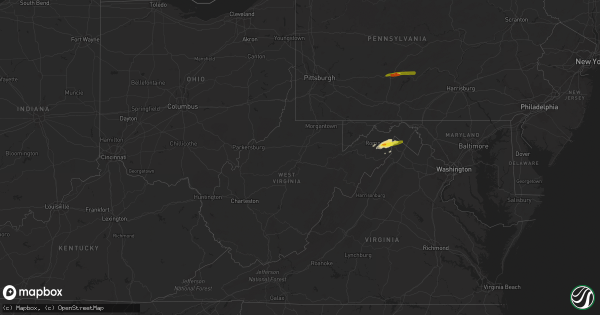 Hail map in West Virginia on April 30, 2017