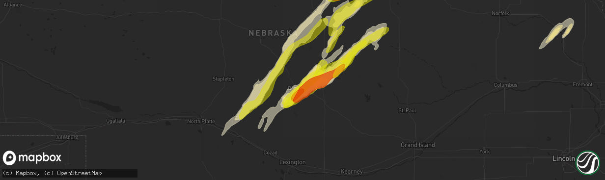 Hail map in Broken Bow, NE on April 30, 2018