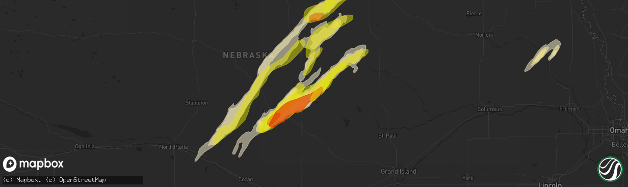 Hail map in Comstock, NE on April 30, 2018