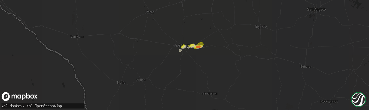 Hail map in Fort Stockton, TX on April 30, 2018