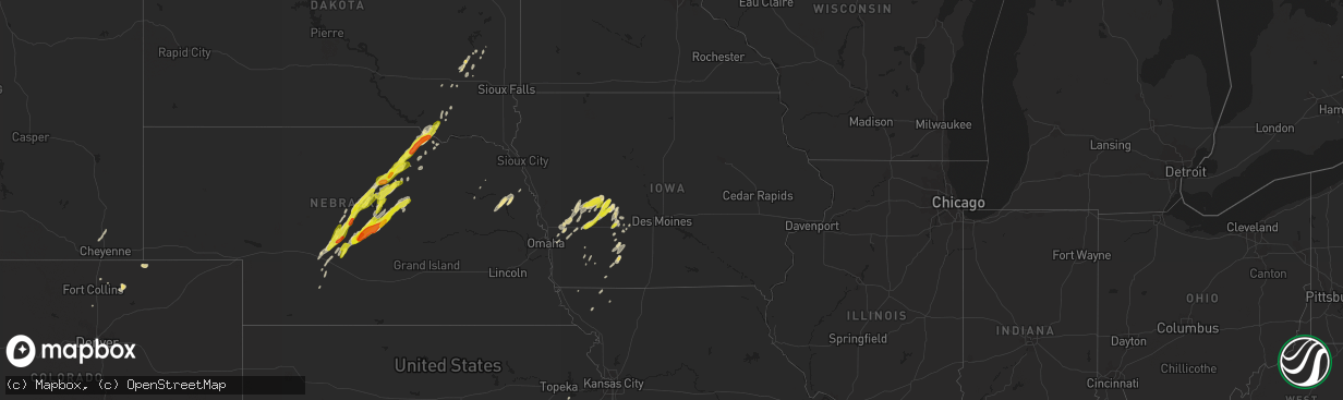 Hail map in Iowa on April 30, 2018