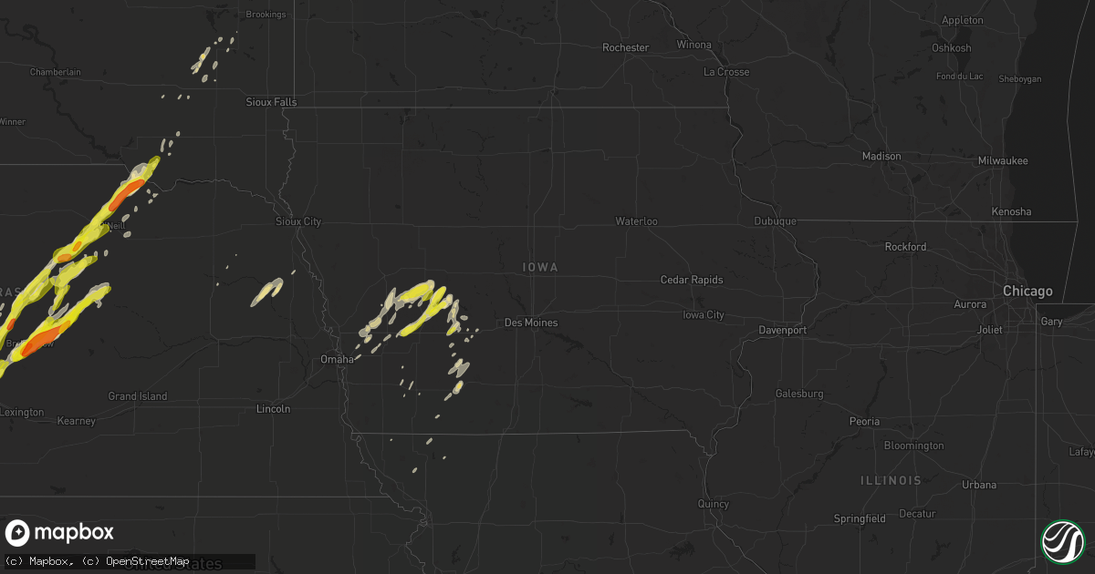 Hail map in Iowa on April 30, 2018