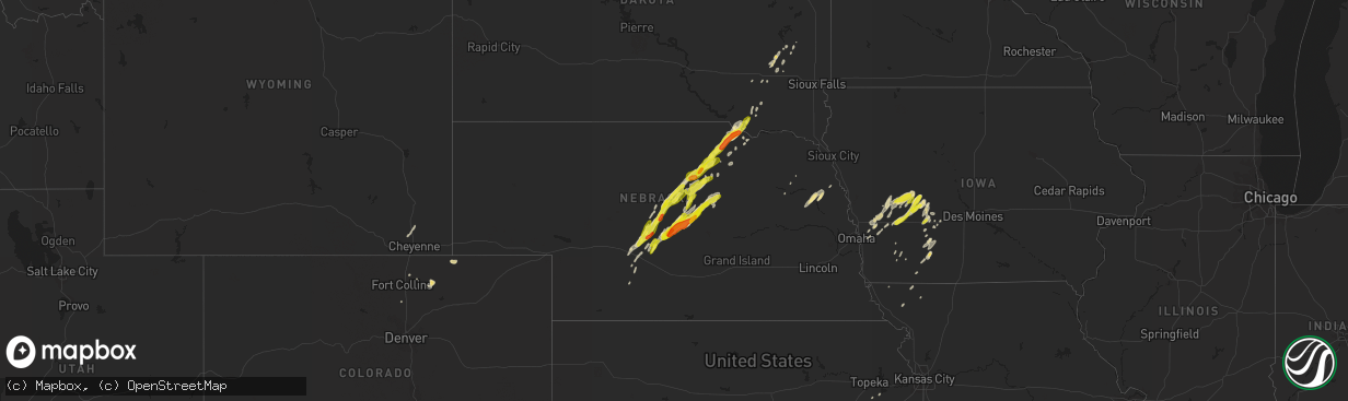 Hail map in Nebraska on April 30, 2018