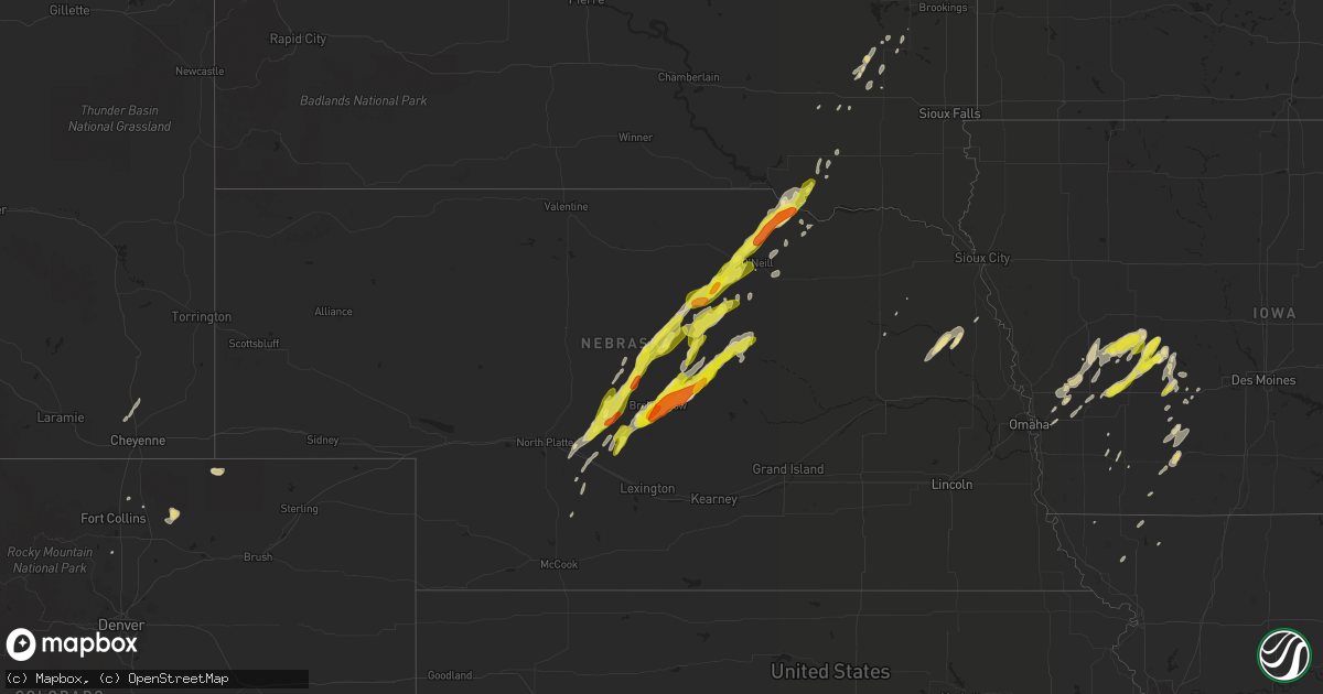 Hail map in Nebraska on April 30, 2018