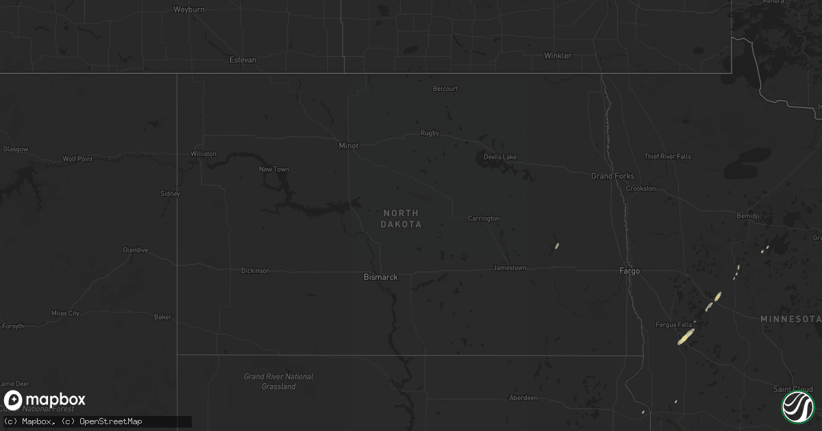 Hail map in North Dakota on April 30, 2018