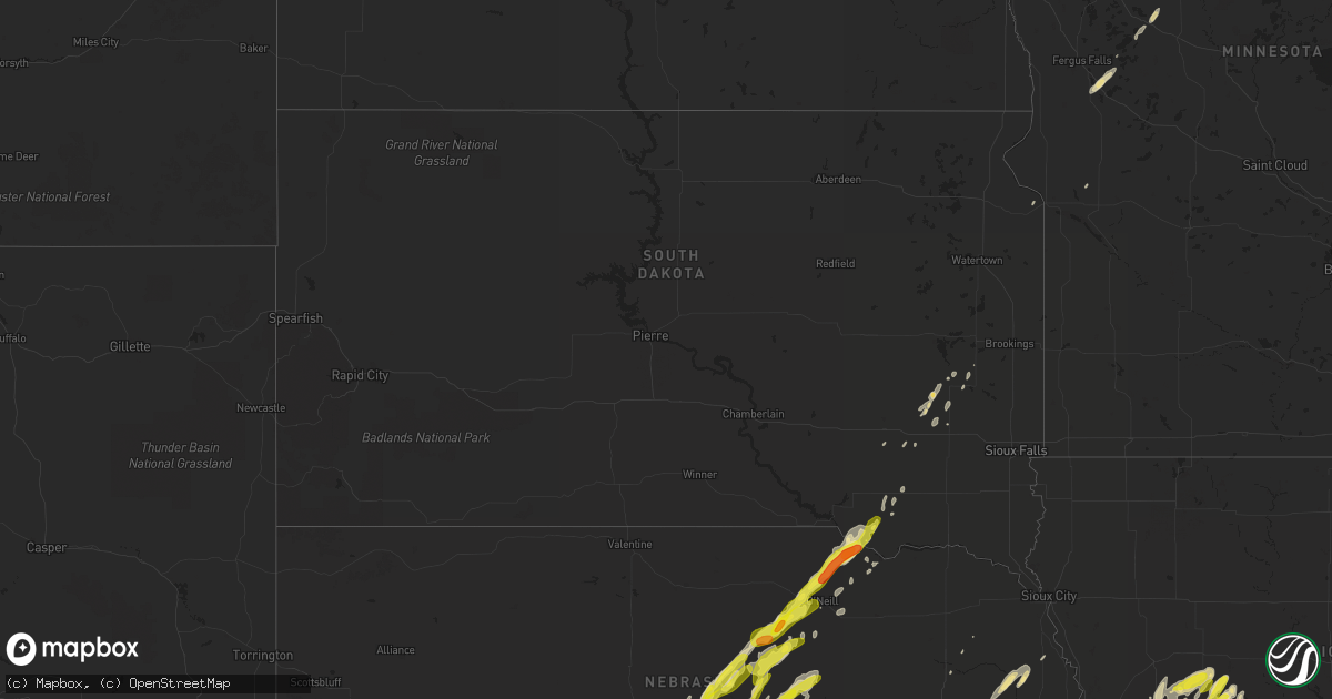 Hail map in South Dakota on April 30, 2018