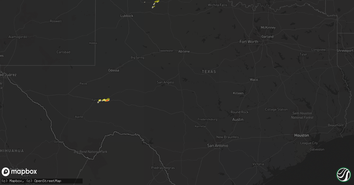 Hail map in Texas on April 30, 2018