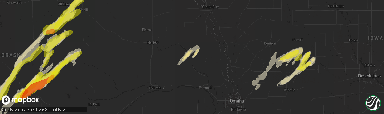 Hail map in West Point, NE on April 30, 2018