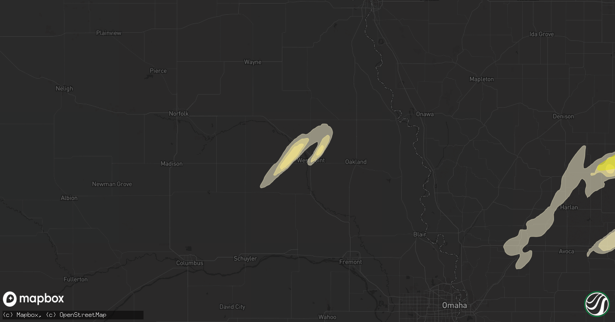 Hail map in West Point, NE on April 30, 2018