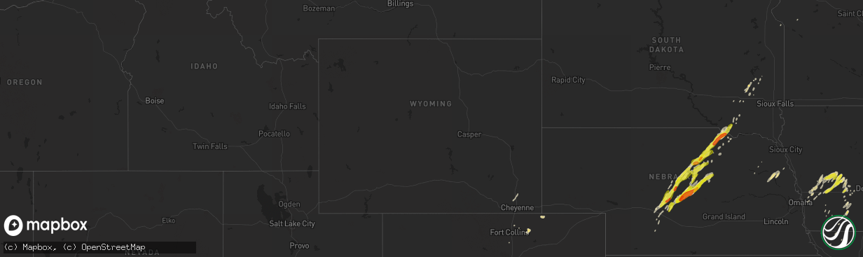 Hail map in Wyoming on April 30, 2018