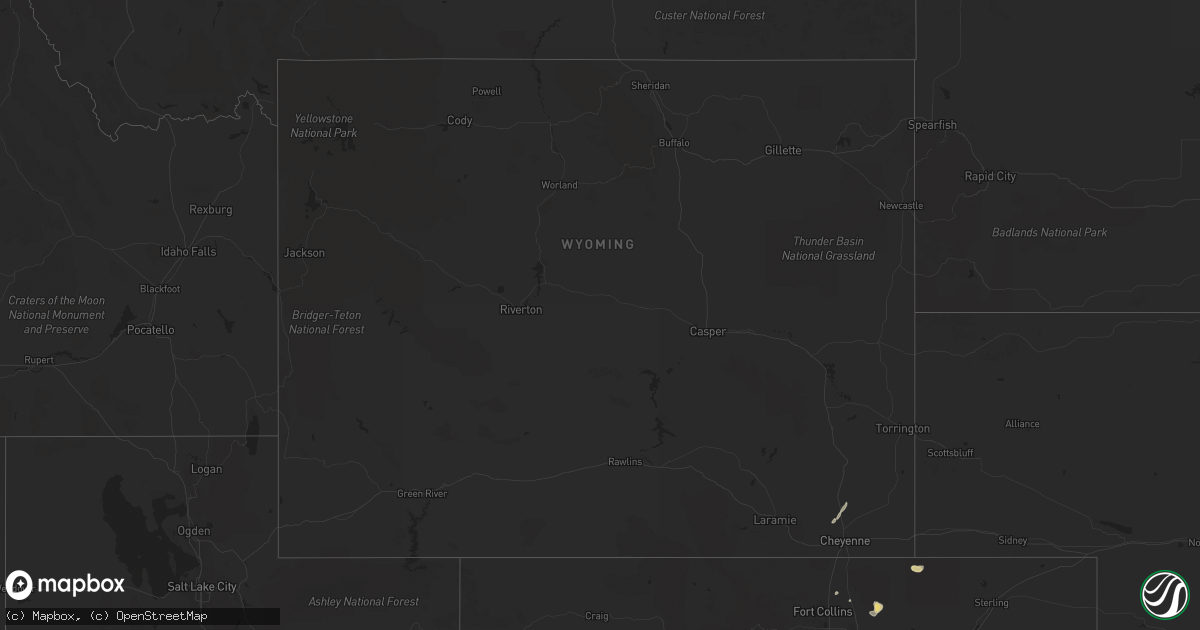 Hail map in Wyoming on April 30, 2018