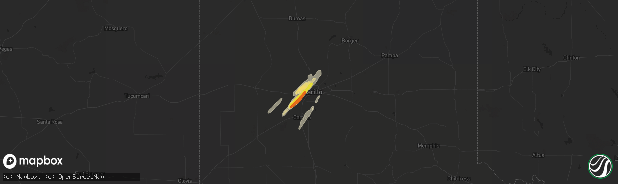 Hail map in Amarillo, TX on April 30, 2019